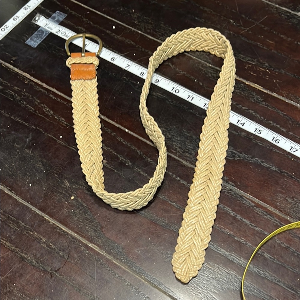 Braided Tan Belt with Gold Buckle